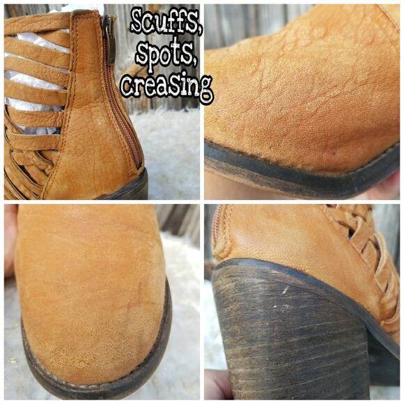 Strappy Western Bootie Free People Carerra Size EU 41 US 11 Tan Leather Woven - Picture 8 of 16